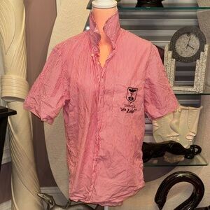 Casual Red & White Stripe Short-Sleeve Button-Down Shirt